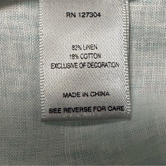 John Mark V-Neck Linen Blend Floral Beaded Tunic Top L Blue Pink Beachy Coastal - Picture 9 of 9